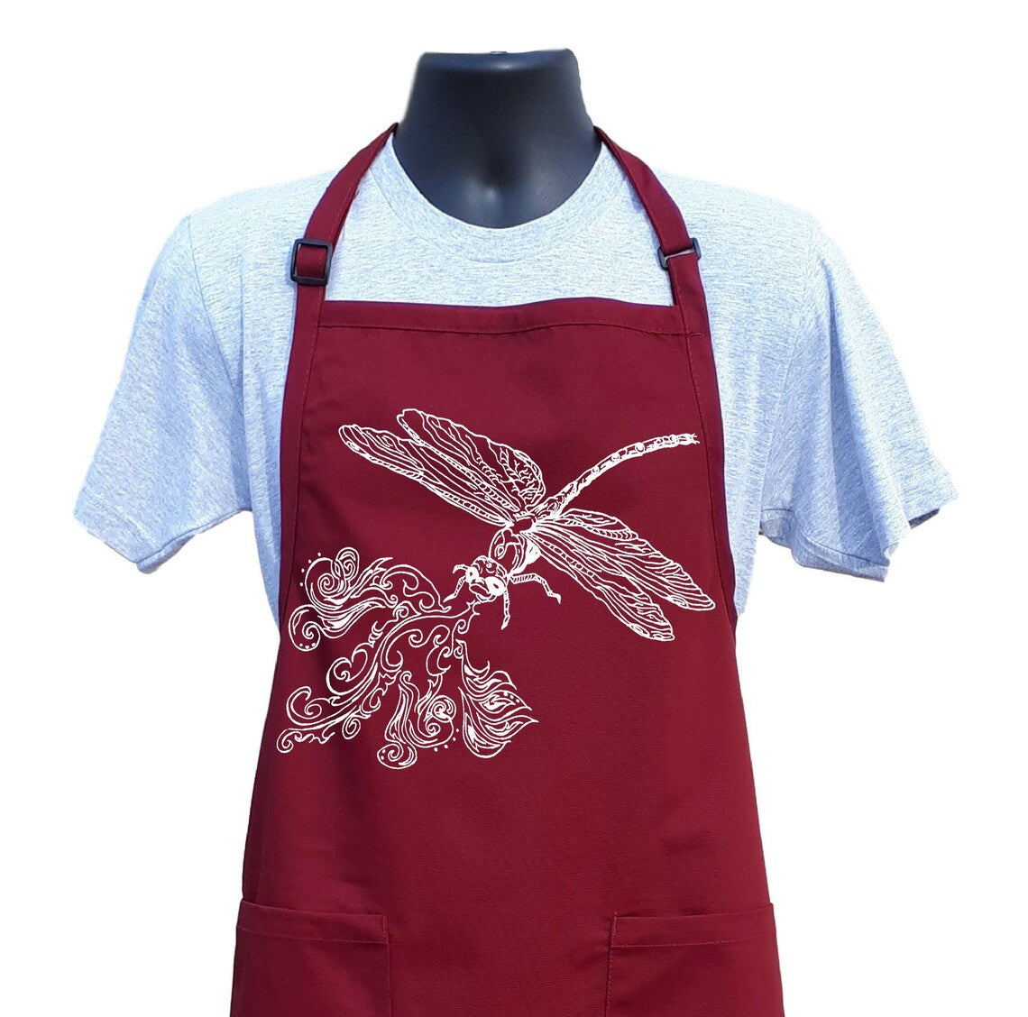 Fire Breathing Dragonfly Chef's Apron with Pockets