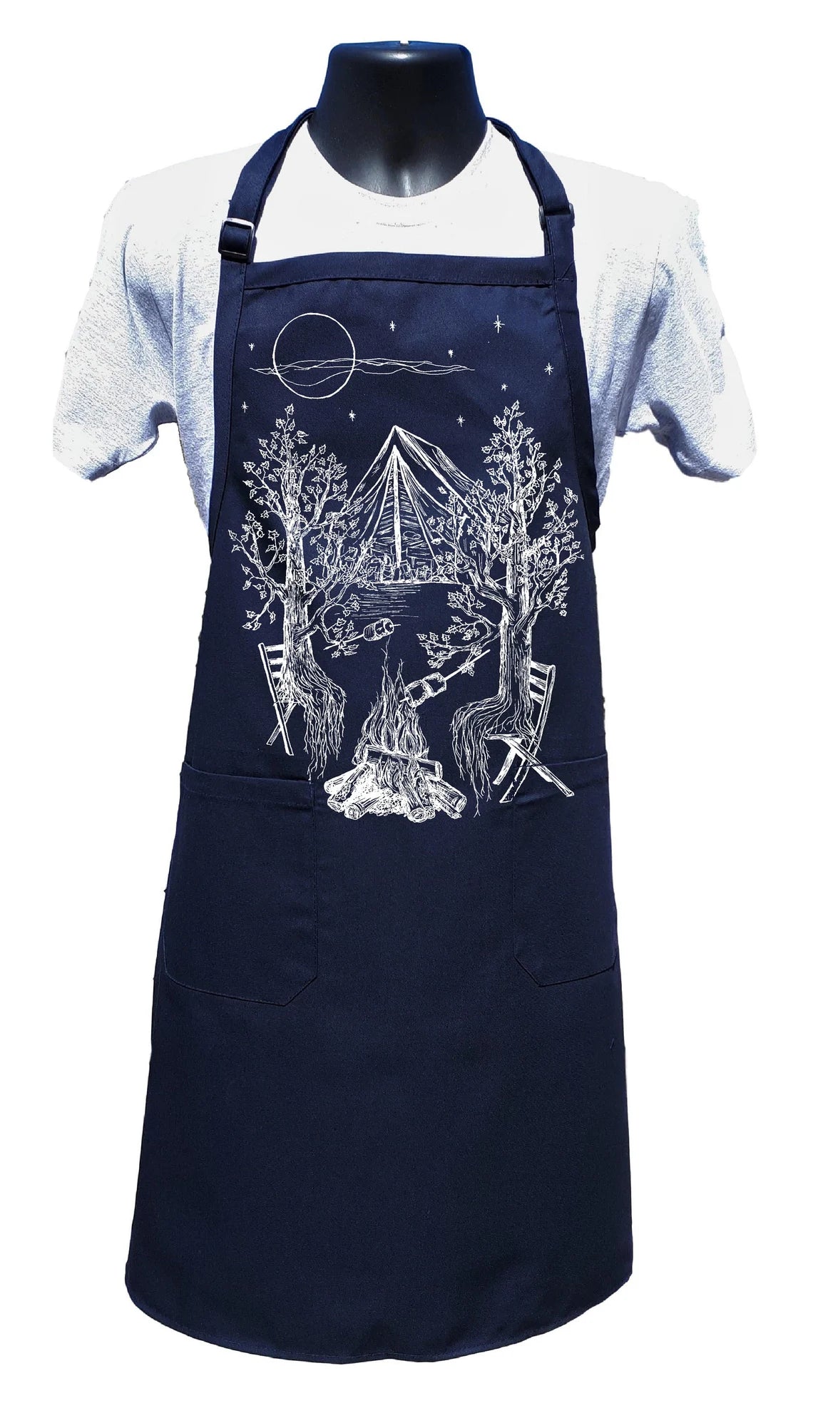 Camping Trees Chef Apron with Pockets