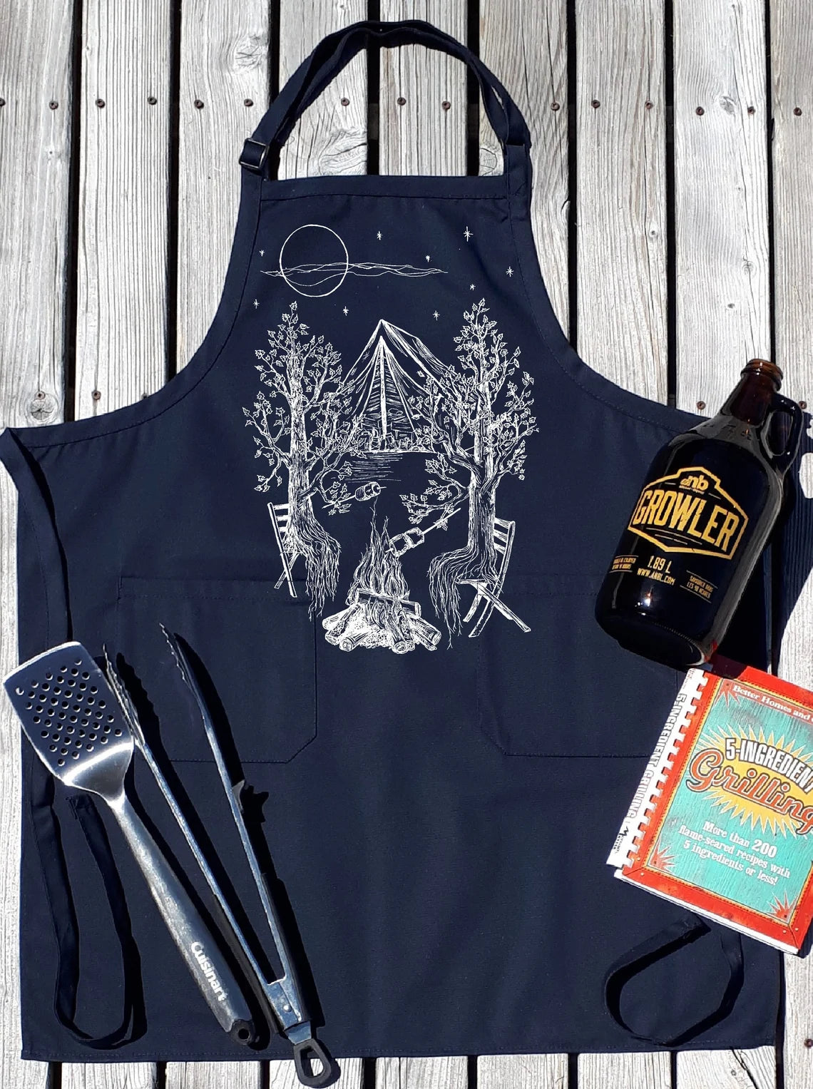 Camping Trees Chef Apron with Pockets