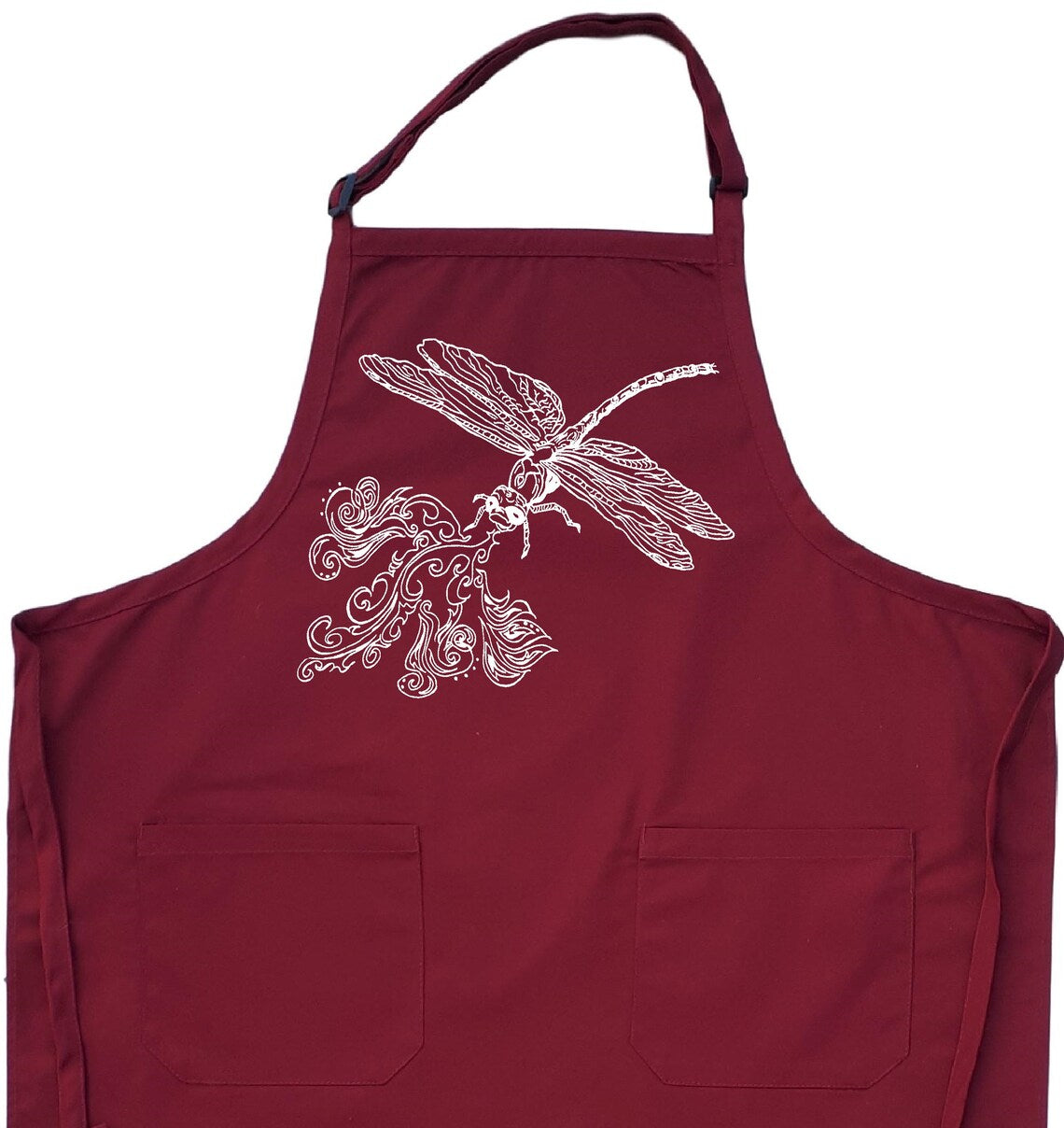 Fire Breathing Dragonfly Chef's Apron with Pockets