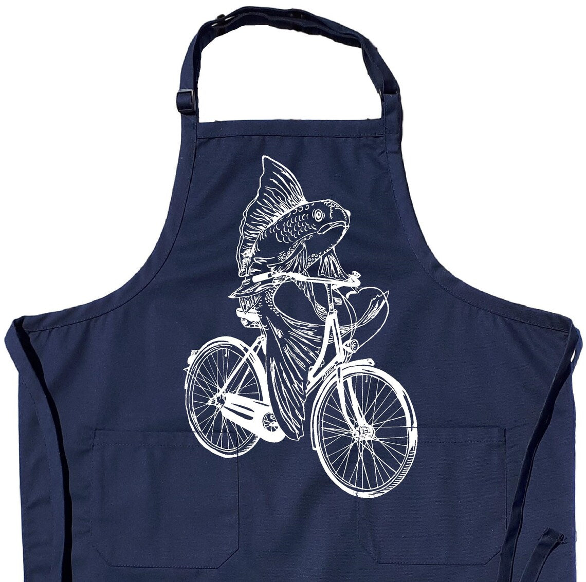 Fish on a Bicycle Chef's Apron with Pockets