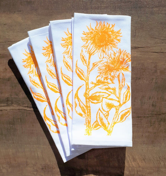 Set of 4 Sunflowers Cotton Napkins