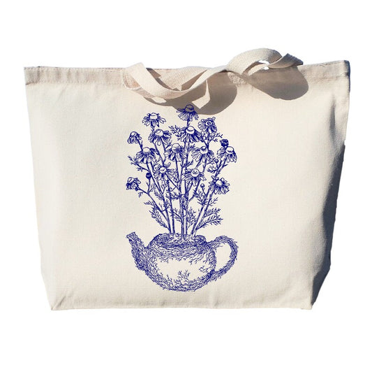 Chamomile Tea Large Heavyweight Canvas Tote