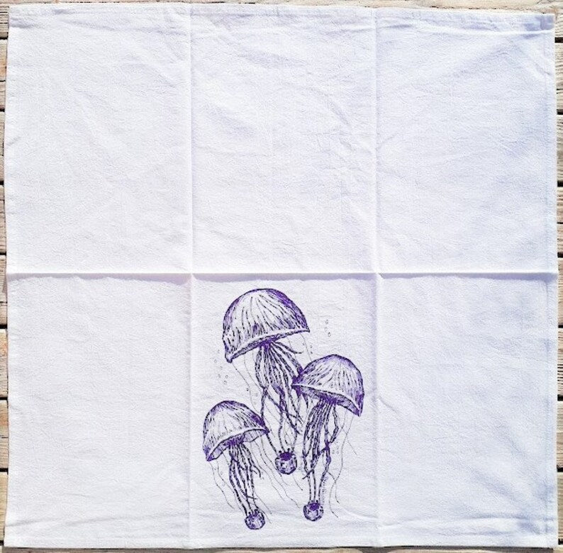 Jellyfish Flour Sack Tea Towel