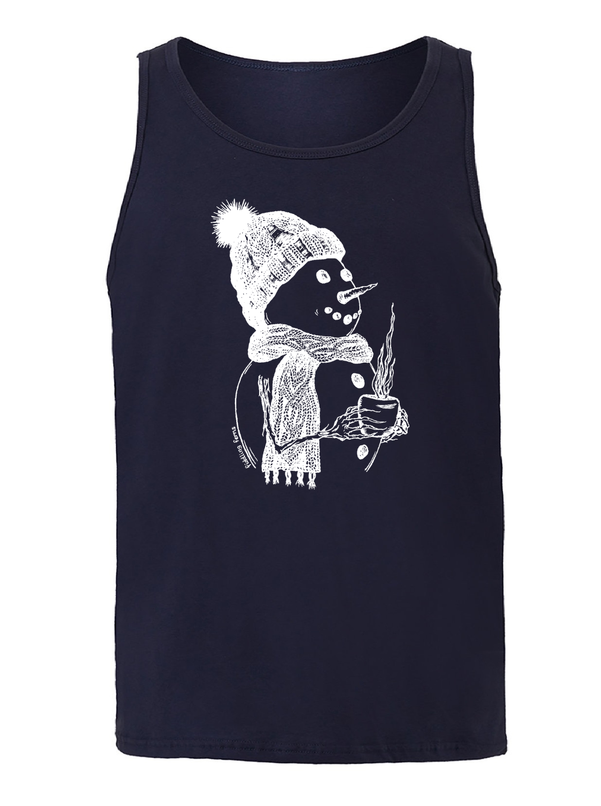 Snowman Drinking Coffee Unisex Tank Top