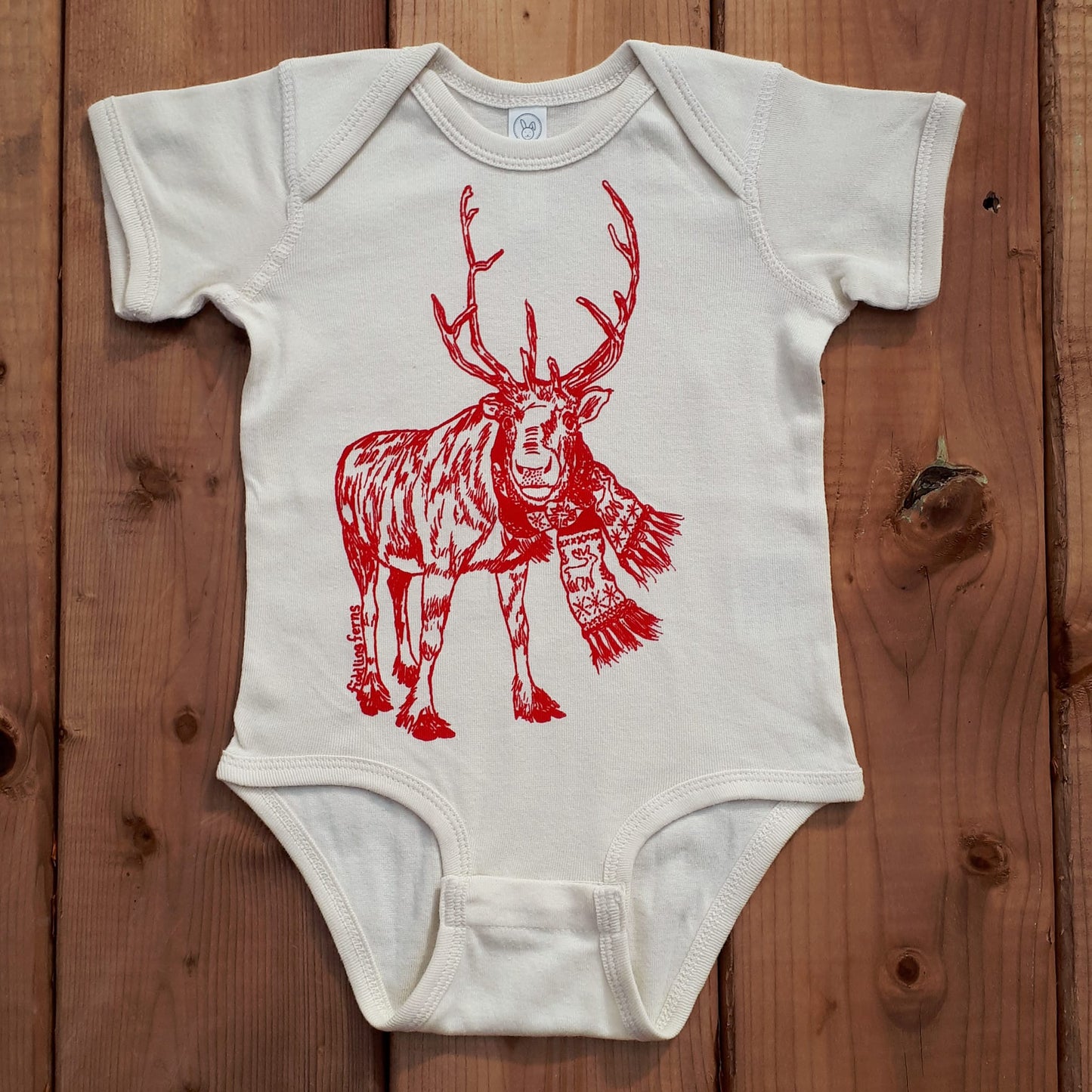 Reindeer in a Reindeer Scarf Infant Bodysuit