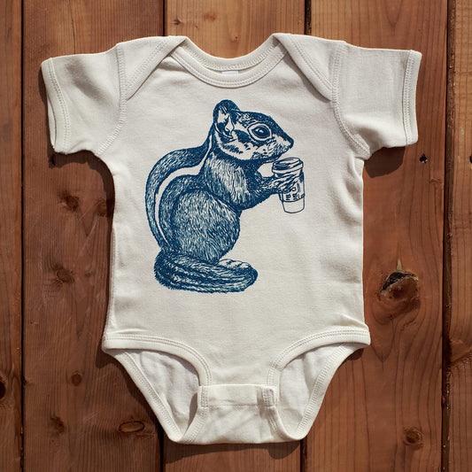 Chipmunk Drinking Coffee Infant Bodysuit