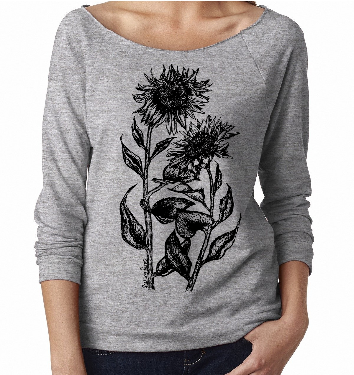 Sunflowers Ladies 3/4 Sleeve Boatneck Shirt