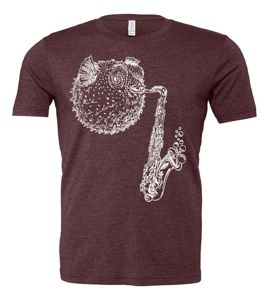 Blowfish Playing Saxophone Unisex T Shirt