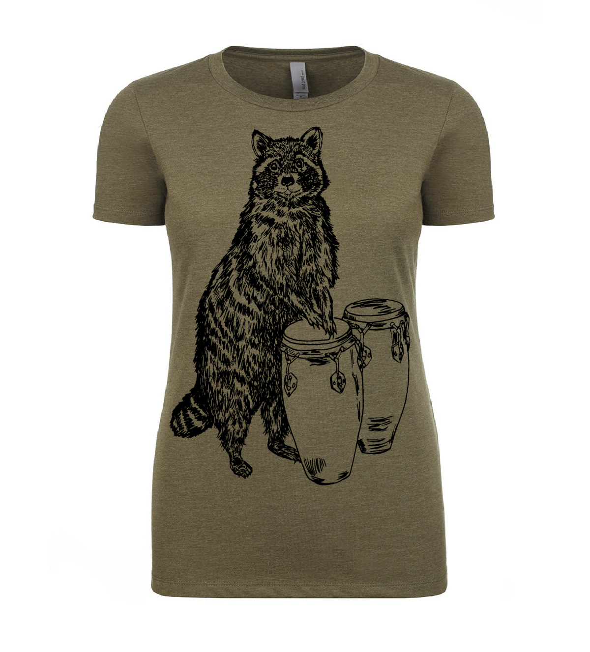 Raccoon Drummer Ladies T Shirt