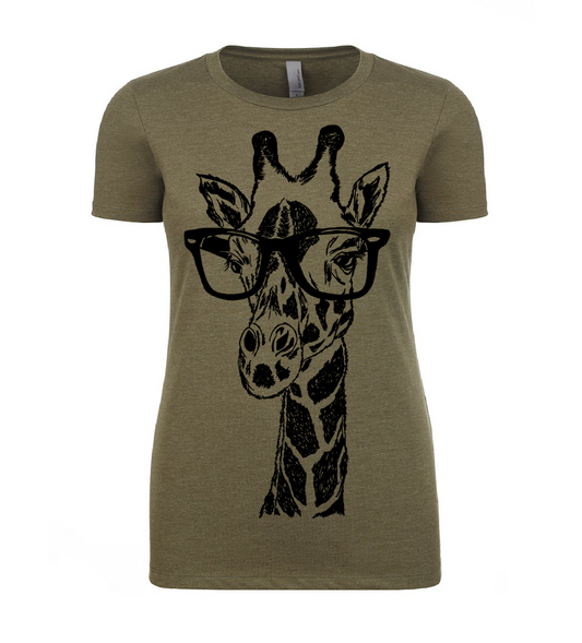 The Original Giraffe Wearing Glasses Ladies T Shirt