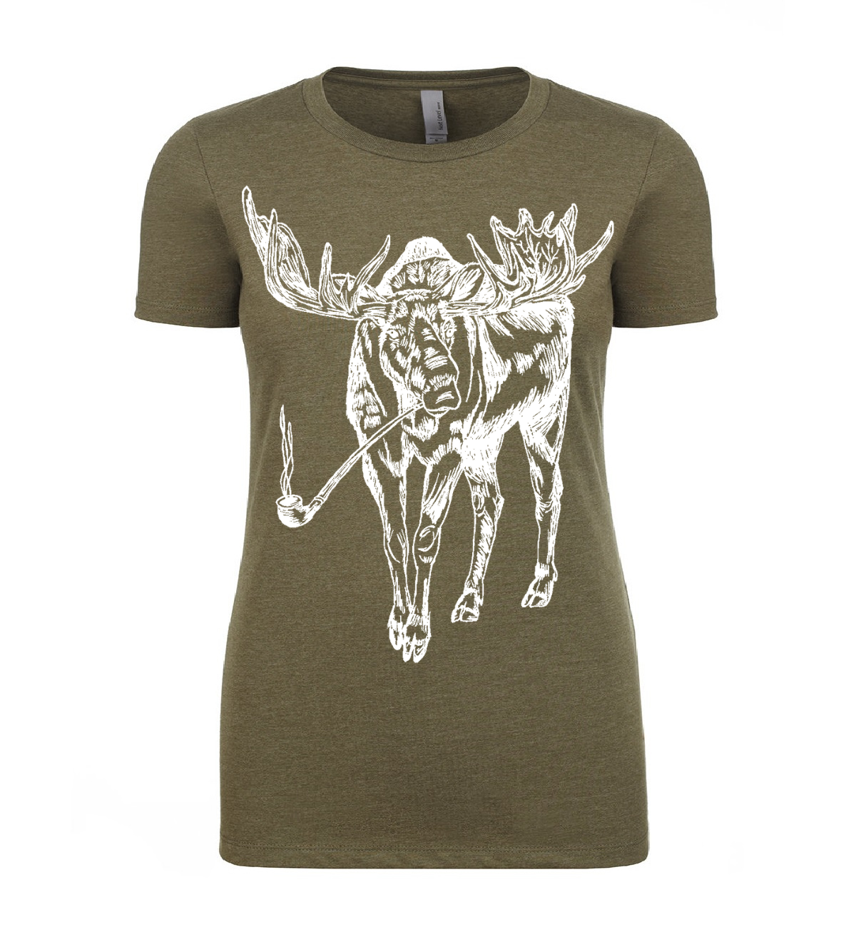 Moose Smoking a Pipe Ladies T Shirt