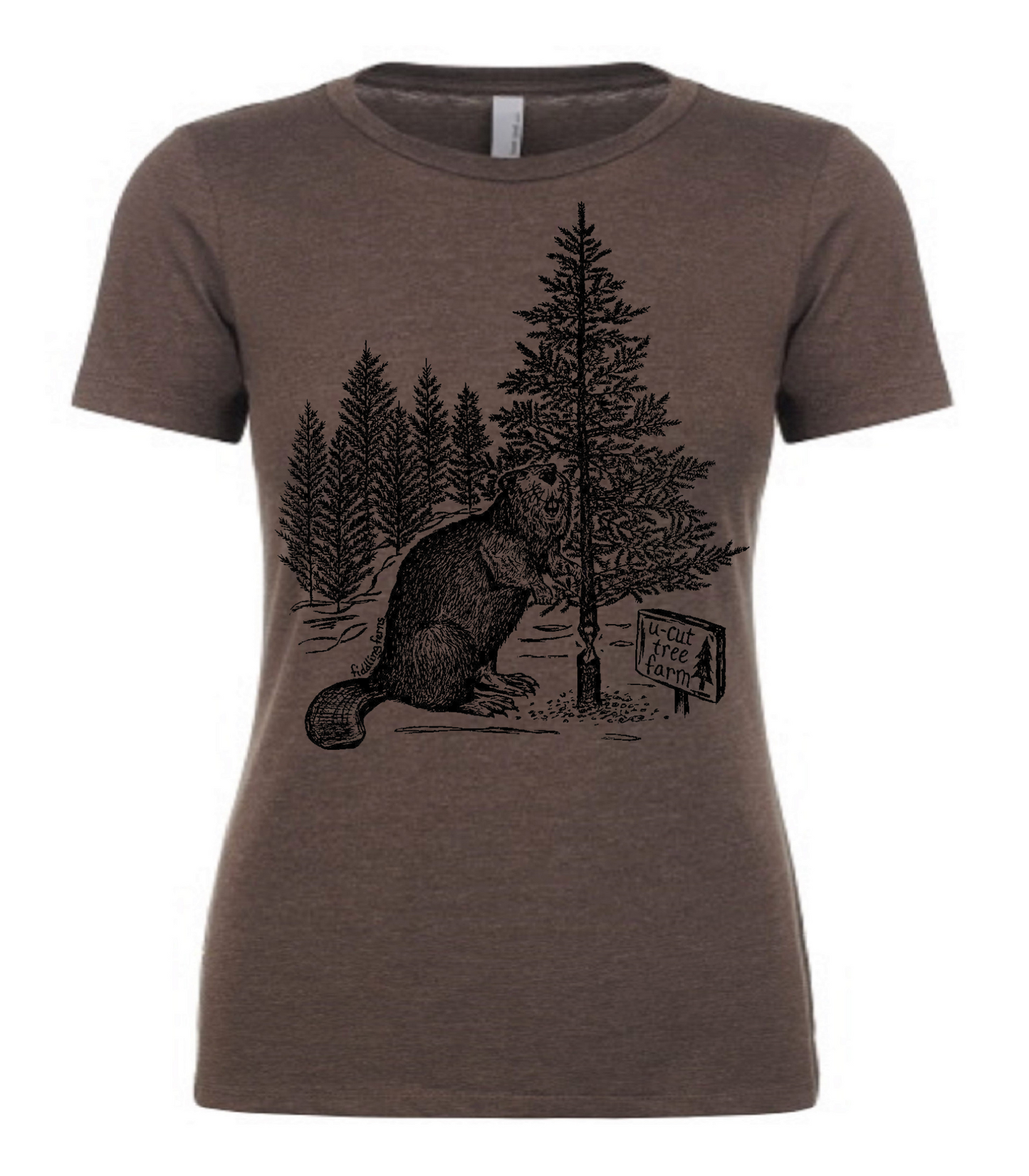 Beaver at a U Cut Tree Farm Ladies T Shirt