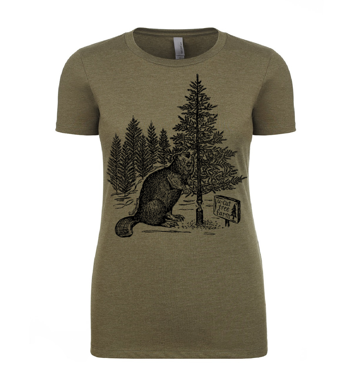 Beaver at a U Cut Tree Farm Ladies T Shirt