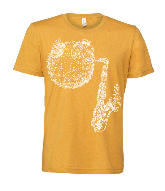 Blowfish Playing Saxophone Unisex T Shirt