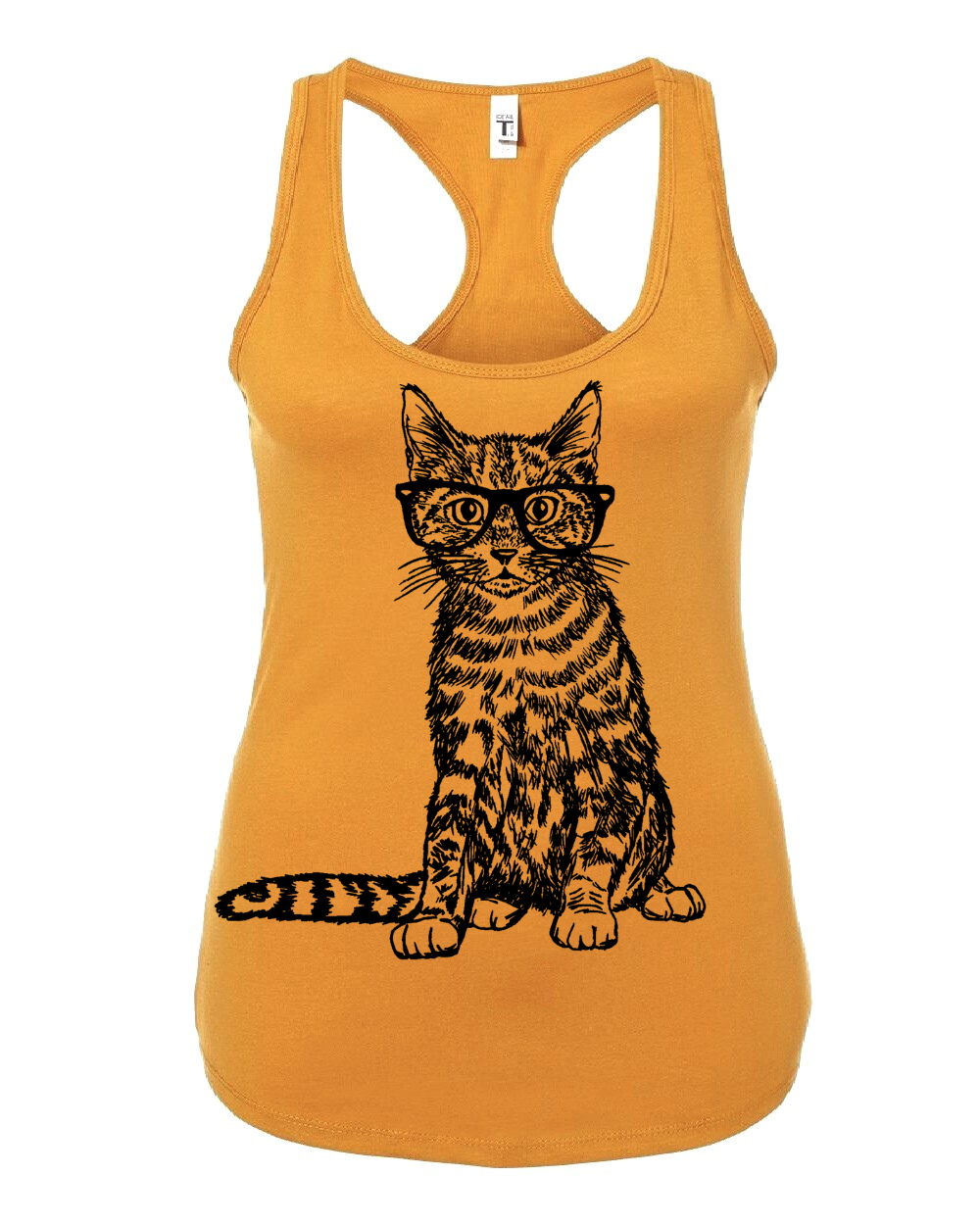 Cat Wearing Glasses Ladies Tank Top