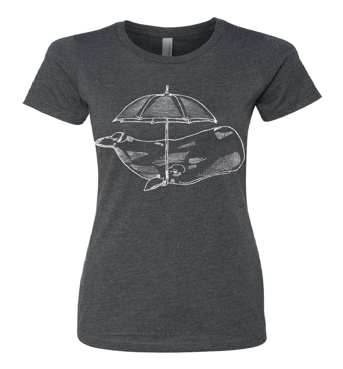 Whale with an Umbrella Ladies Snug Fit T Shirt