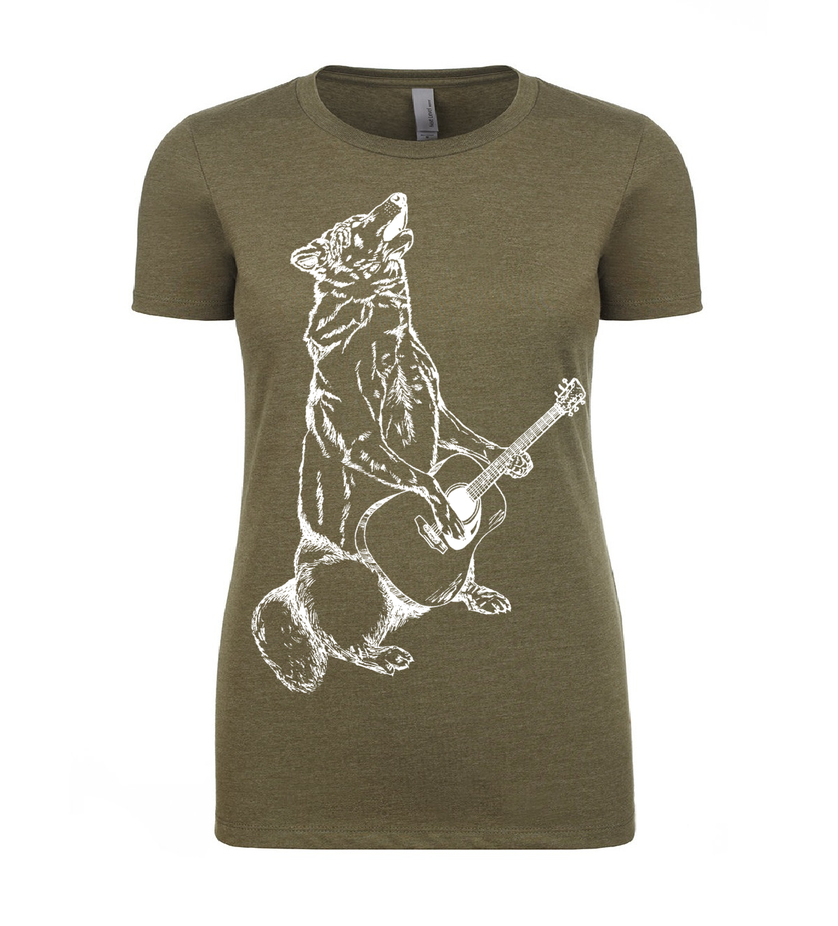 Howling Wolf Playing Guitar Ladies Snug Fit T Shirt