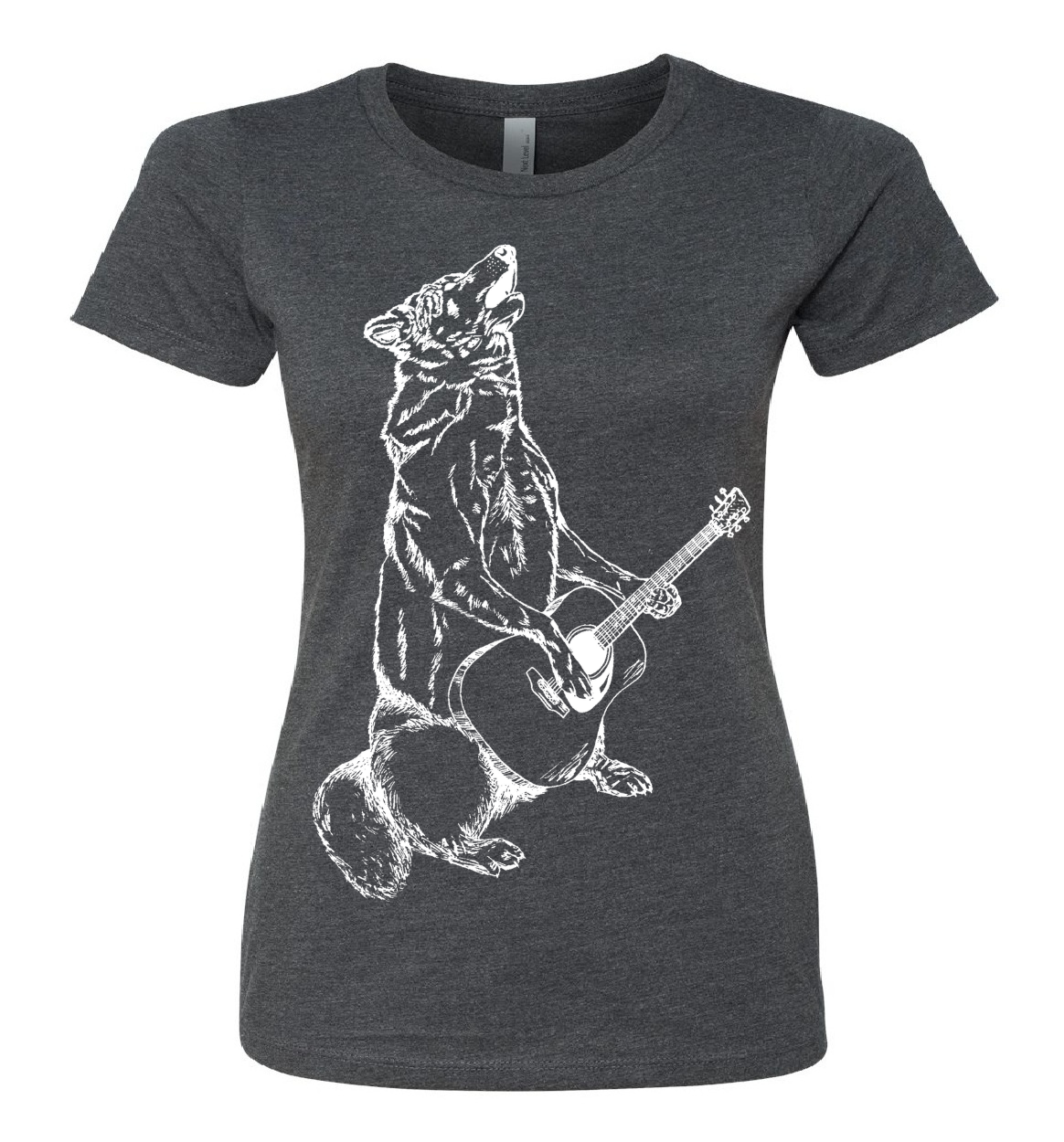 Howling Wolf Playing Guitar Ladies Snug Fit T Shirt
