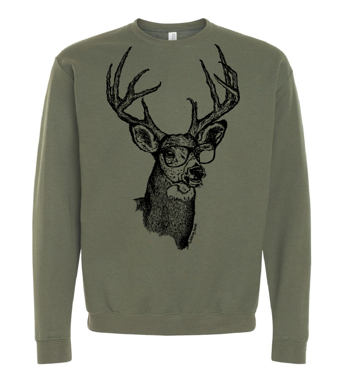 Deer Buck with Glasses Unisex Fleece Crewneck