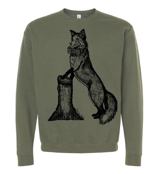 Fox in a Houndstooth Bowtie Unisex Fleece Crewneck