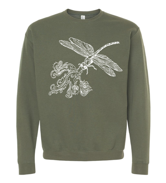 Fire Breathing Dragonfly Unisex Fleece Crewneck