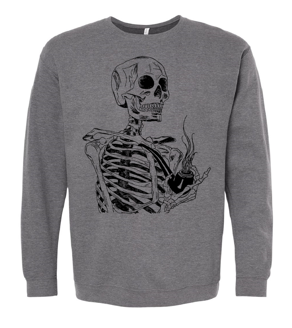 Skeleton Smoking a Pipe Unisex Fleece Crewneck