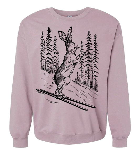 Rabbit Alpine Skiing Unisex Fleece Crewneck