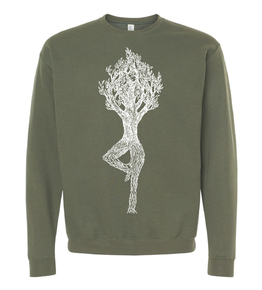 Tree Pose Unisex Fleece Crewneck