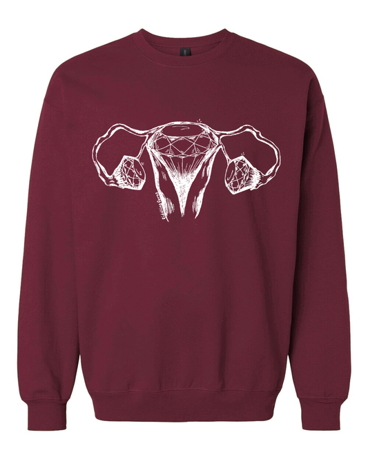Diamond Uterus and Ovaries Unisex Fleece Crewneck
