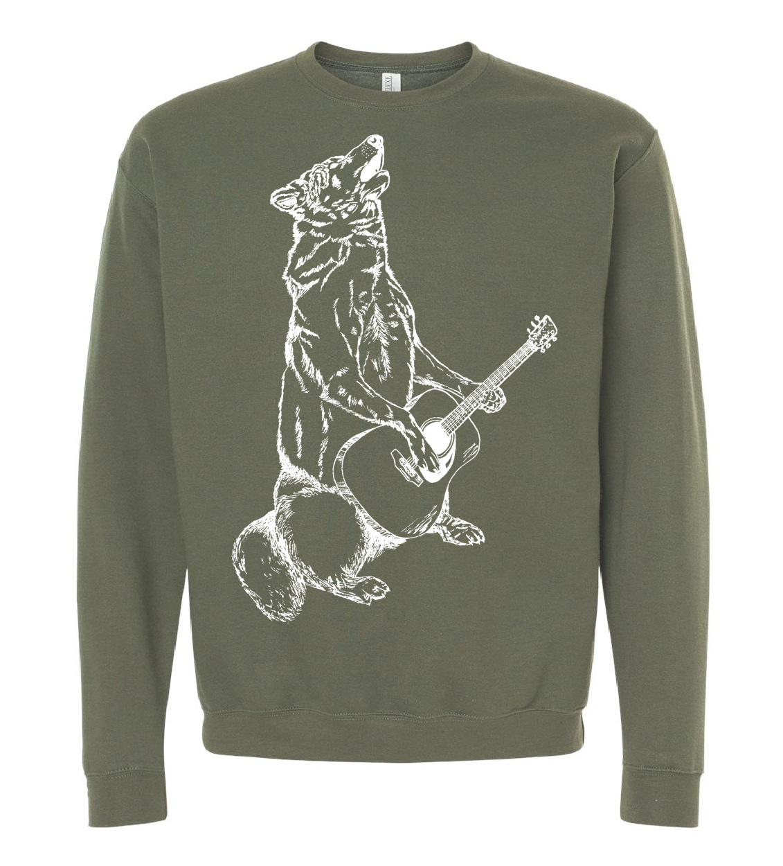 Howling Wolf with Guitar Unisex Fleece Crewneck