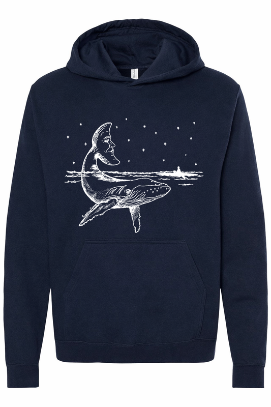 Whale with Moon Tail Unisex Fleece Hoodie