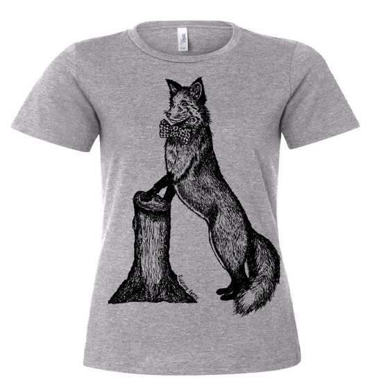 Fox in a Houndstooth Bowtie Ladies Loose Fit T Shirt