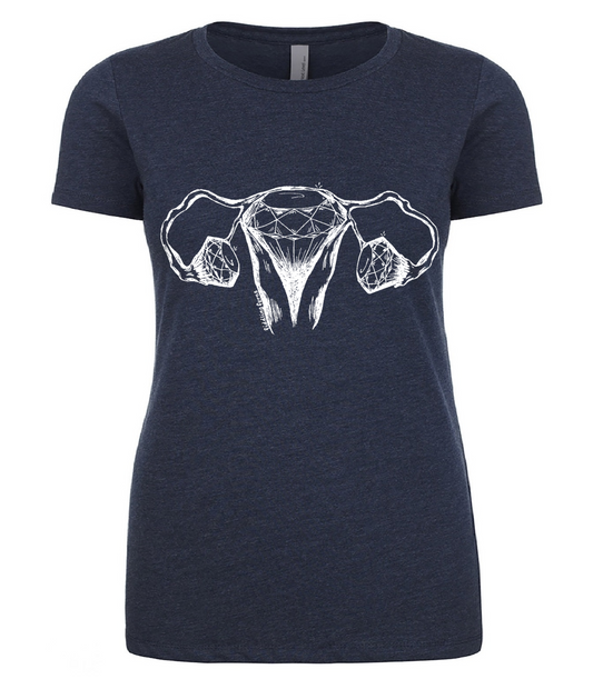 Diamond Uterus and Ovaries Ladies Snug Fit T Shirt