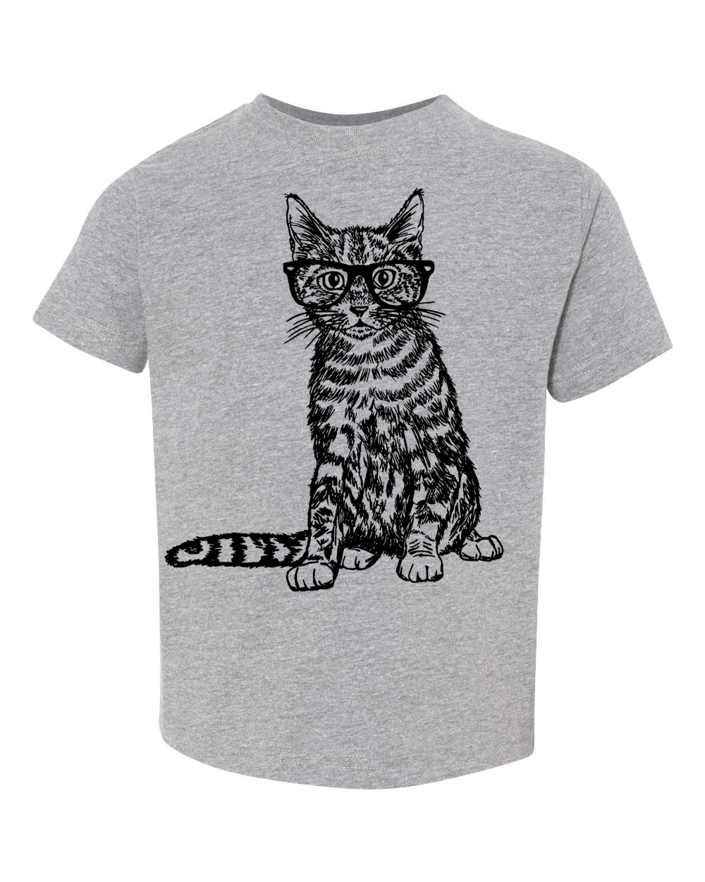 Cat Wearing Glasses Toddler Tee