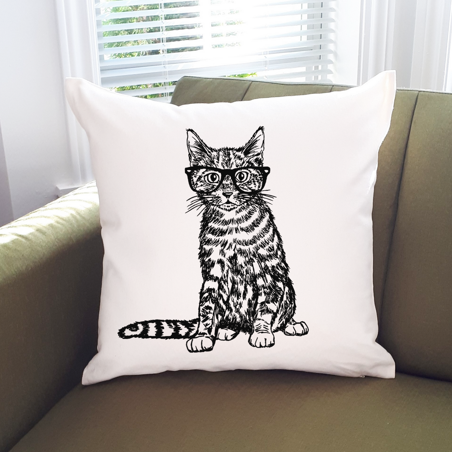 Cat with Glasses 20 x 20 Cushion Cover