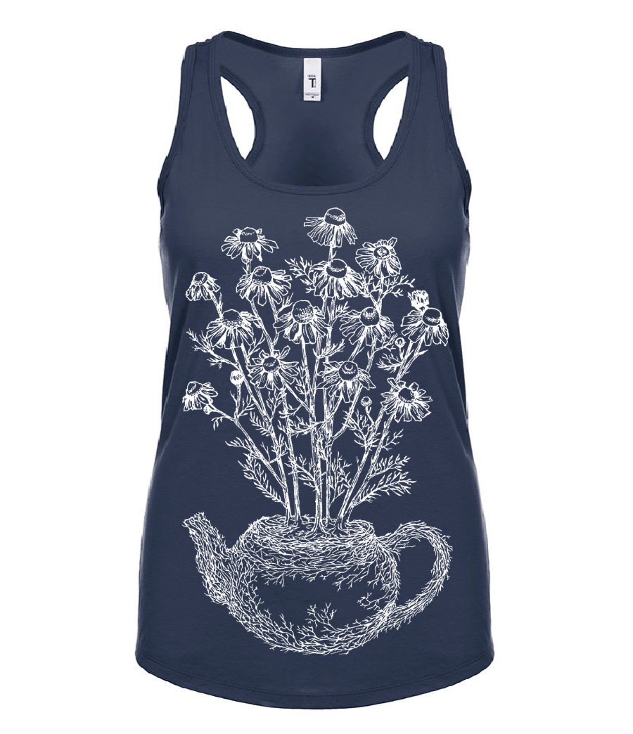 Chamomile Teapot Ladies Tank Top