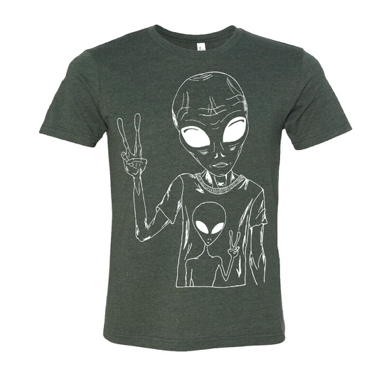 Alien Wearing an Alien T-Shirt Unisex T Shirt