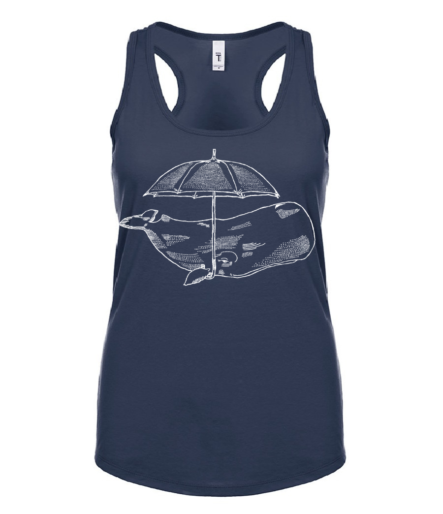 Whale with an Umbrella Ladies Tank Top
