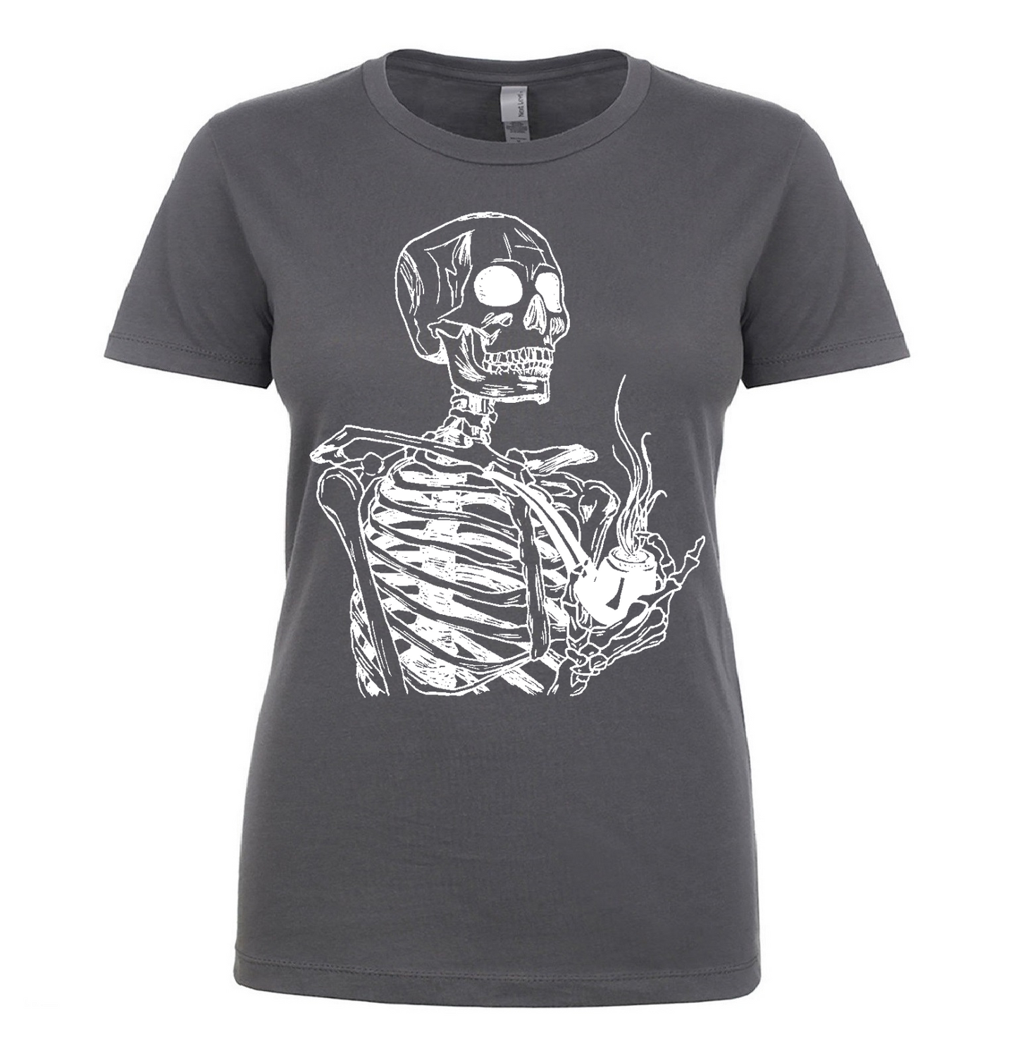 Skeleton Smoking a Pipe Ladies T Shirt