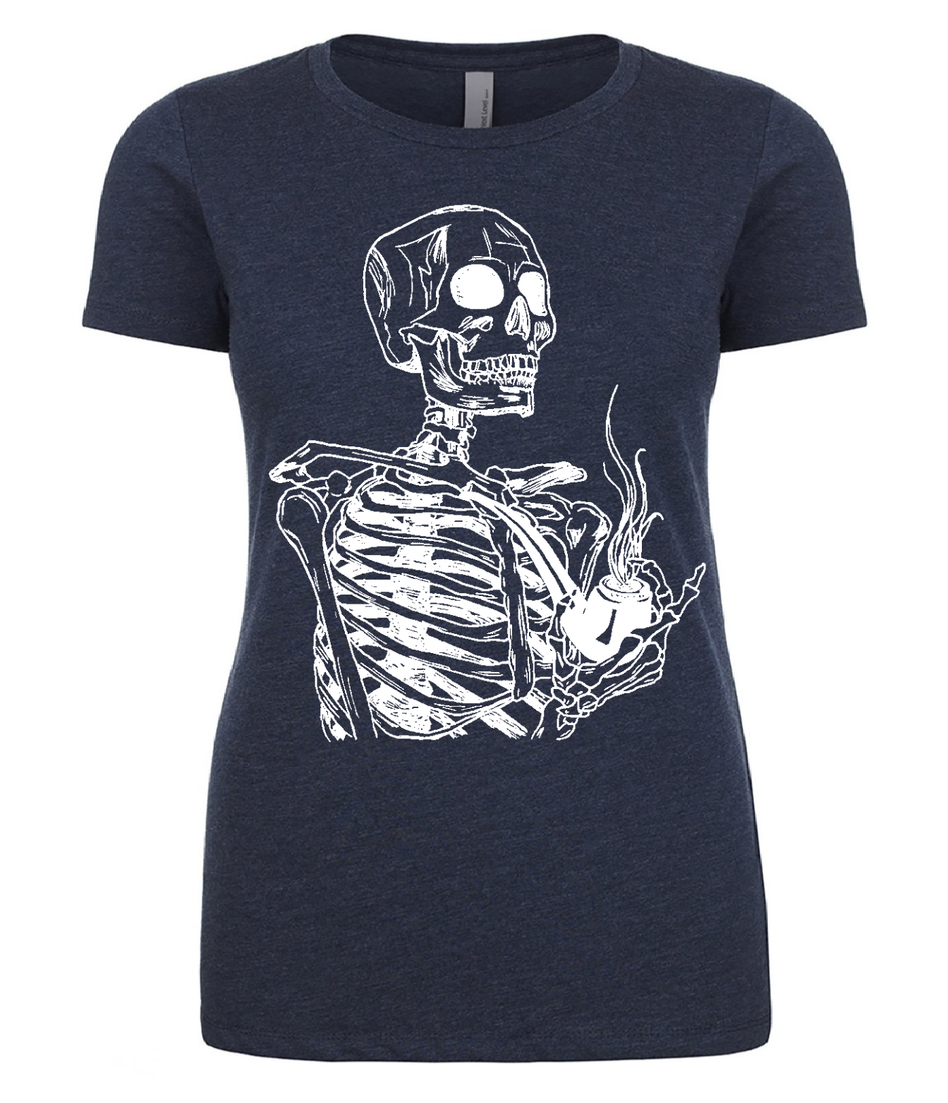 Skeleton Smoking a Pipe Ladies T Shirt