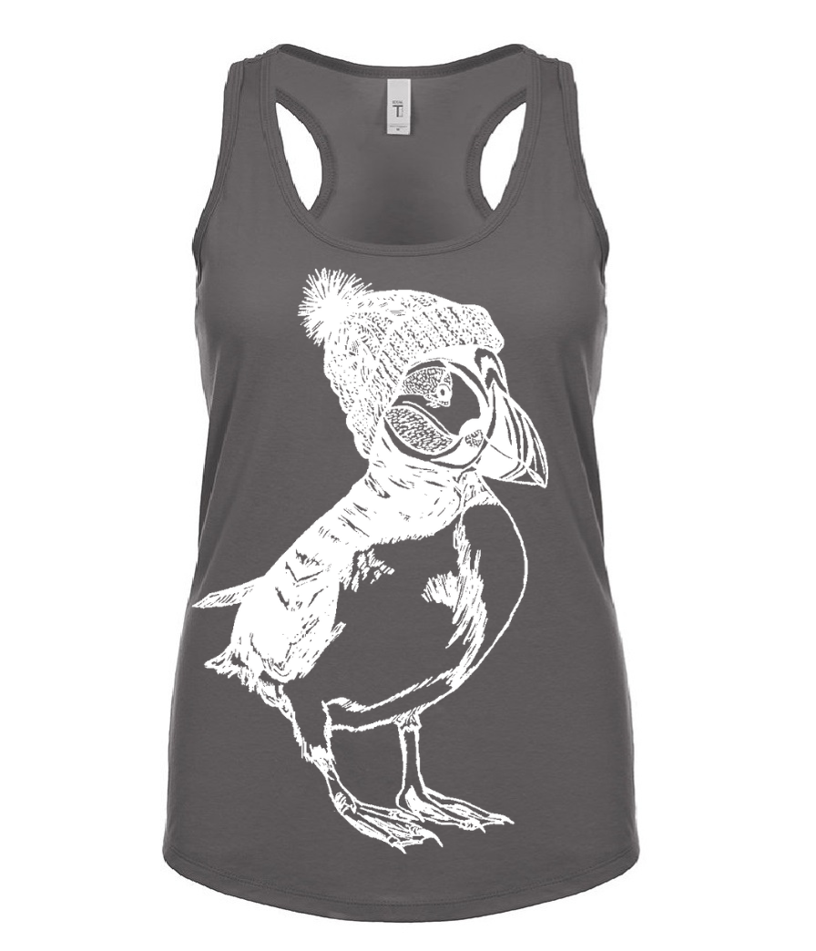 Puffin in a Pom Pom Hat Ladies Tank Top