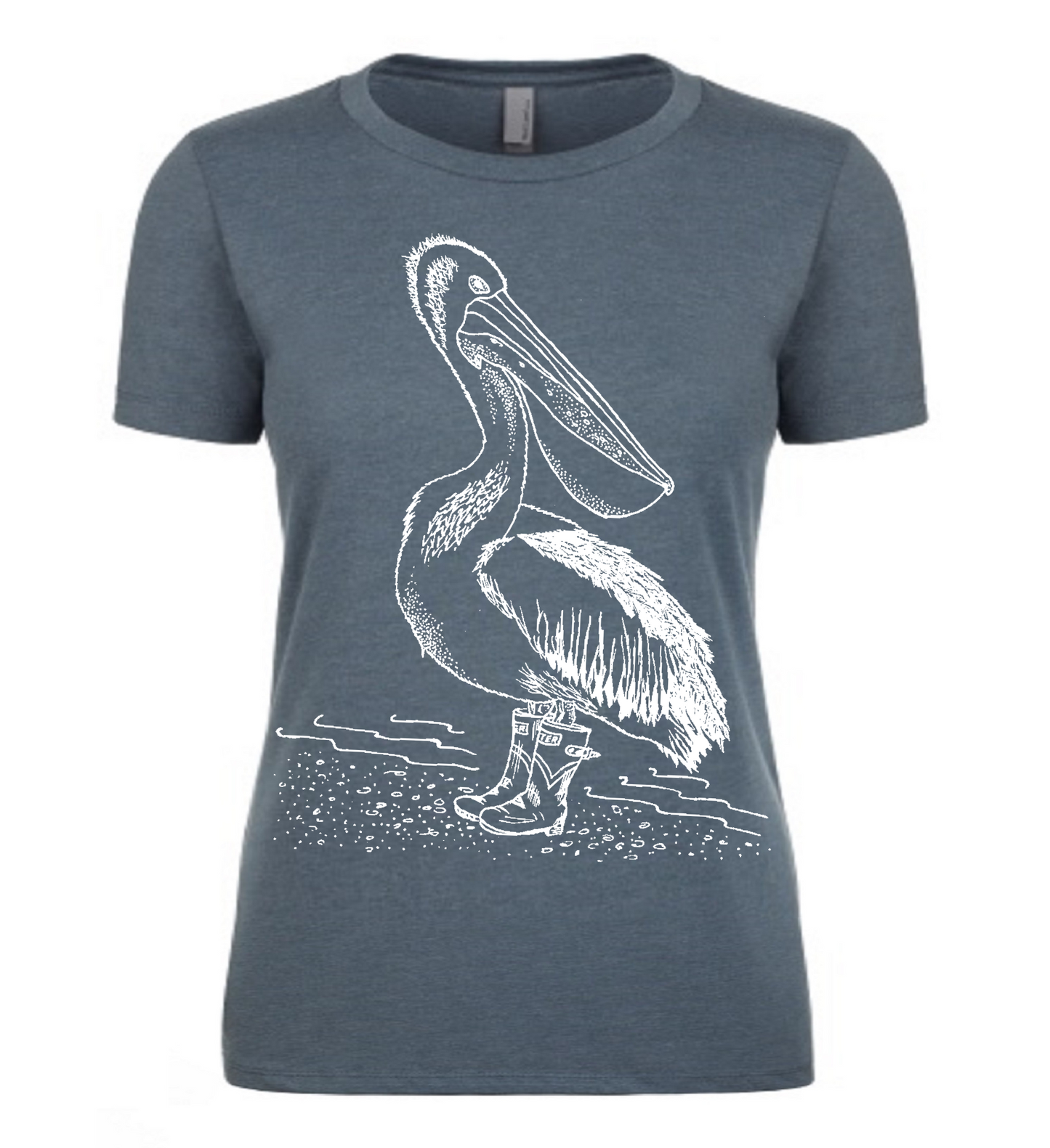 Pelican in Rain Boots Ladies T Shirt