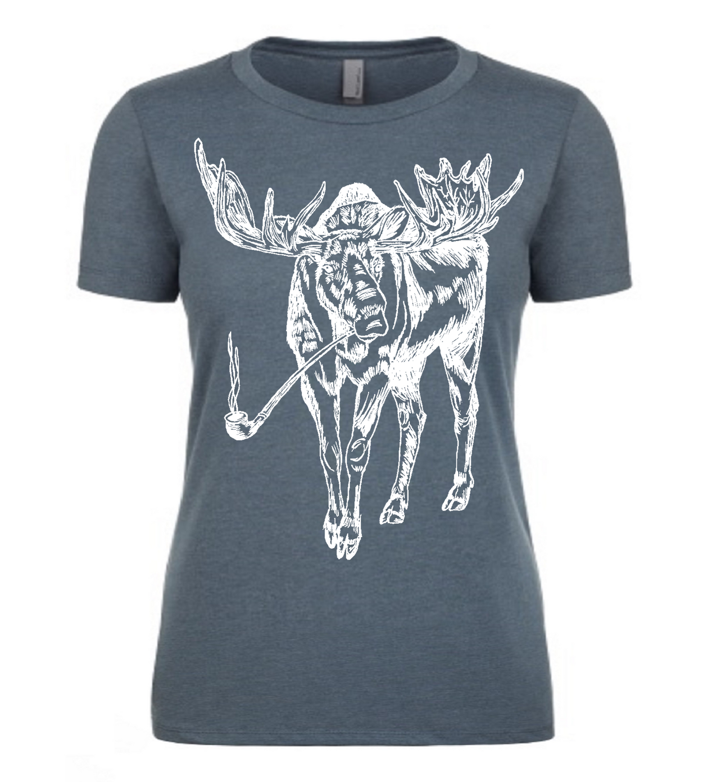 Moose Smoking a Pipe Ladies T Shirt