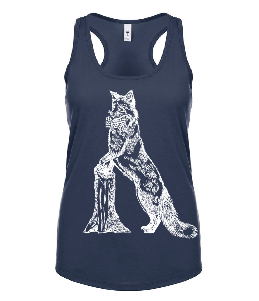 Fox in a Houndstooth Bowtie Ladies Tank Top