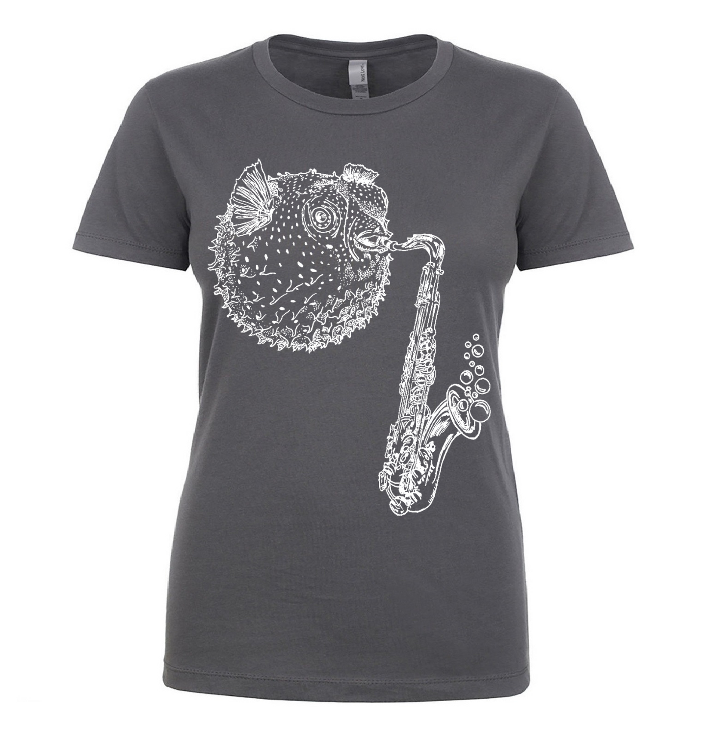 Blowfish Playing Saxophone Ladies T Shirt