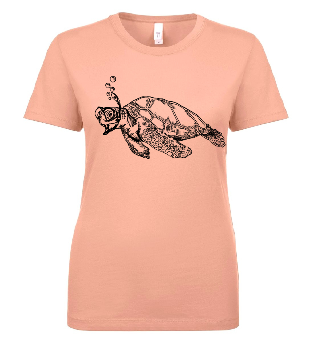 Snorkeling Sea Turtle Ladies T Shirt