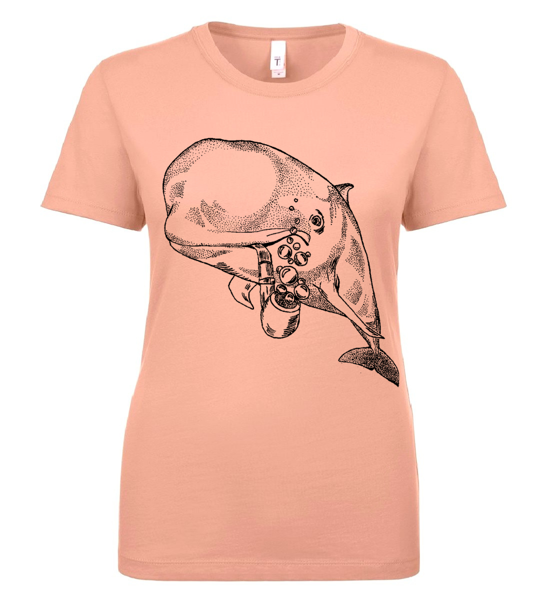 Pilot Whale with a Pipe Ladies T Shirt