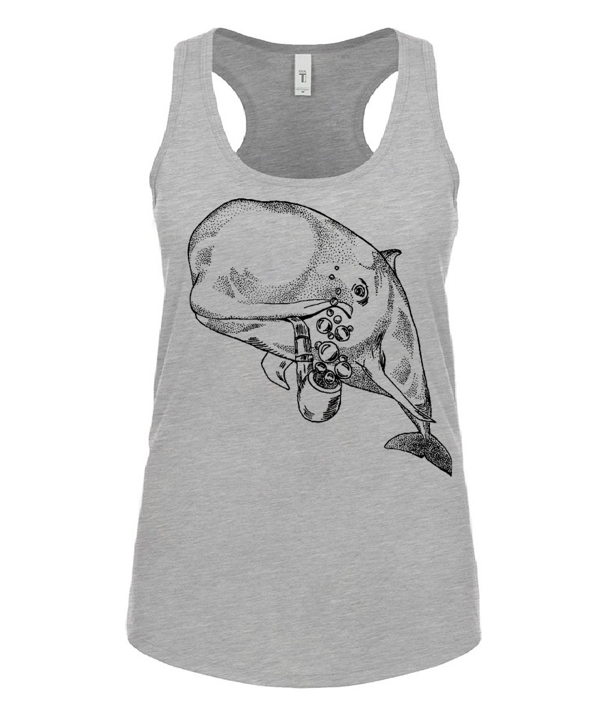 Pilot Whale with a Pipe Ladies Tank Top