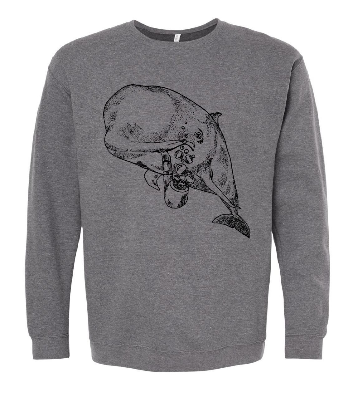 Pilot Whale with a Pipe Unisex Fleece Crewneck